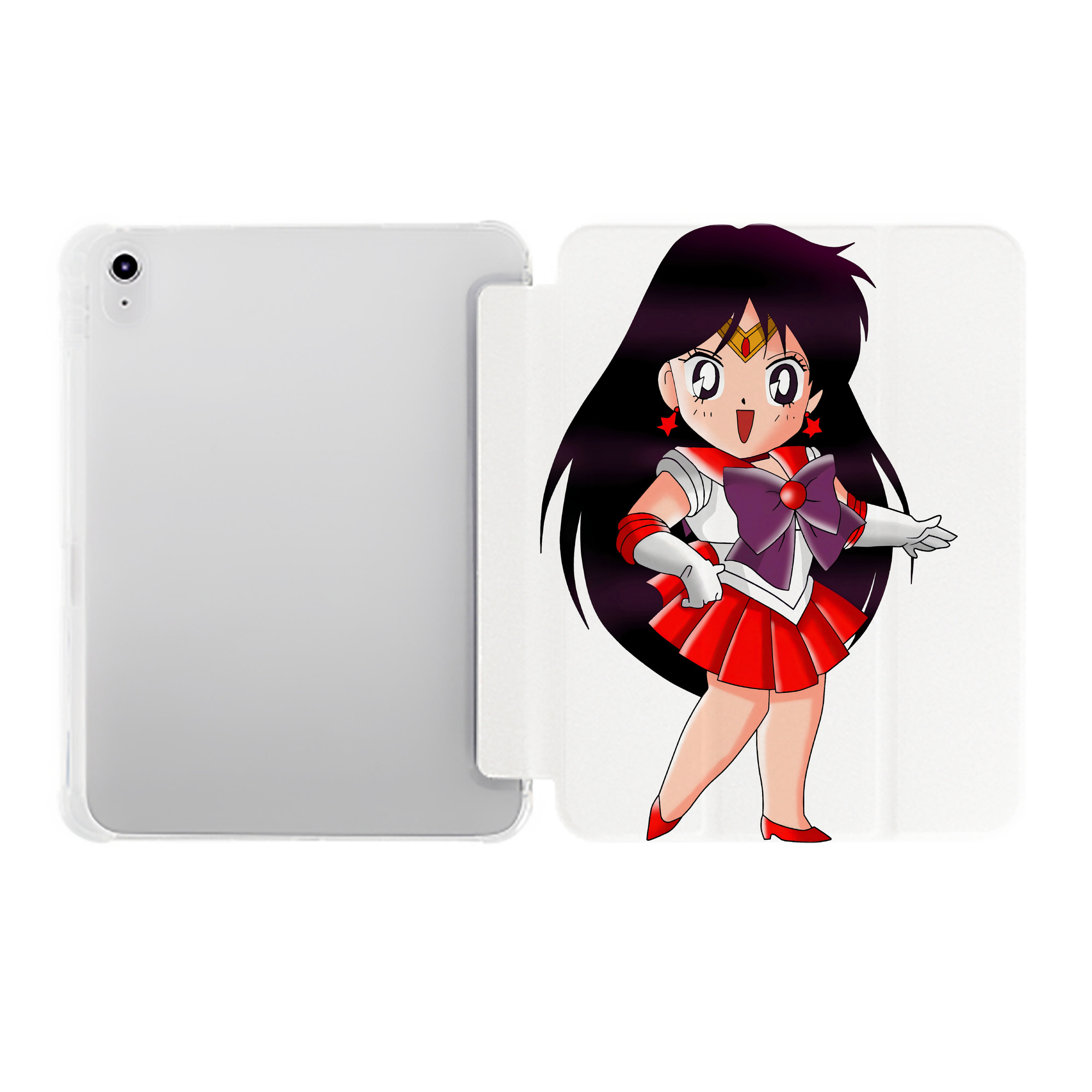 （画像用） 美少女戦士セーラームーン 火野レイ ひの レイ Sailor Moon Hino Rei （セーラーマーズ,Sailor Mars） IPad ケース ペン収納付き 三つ折りスタンド PUレザー×シリコン 対応機種9.5/10.5/10.9インチ